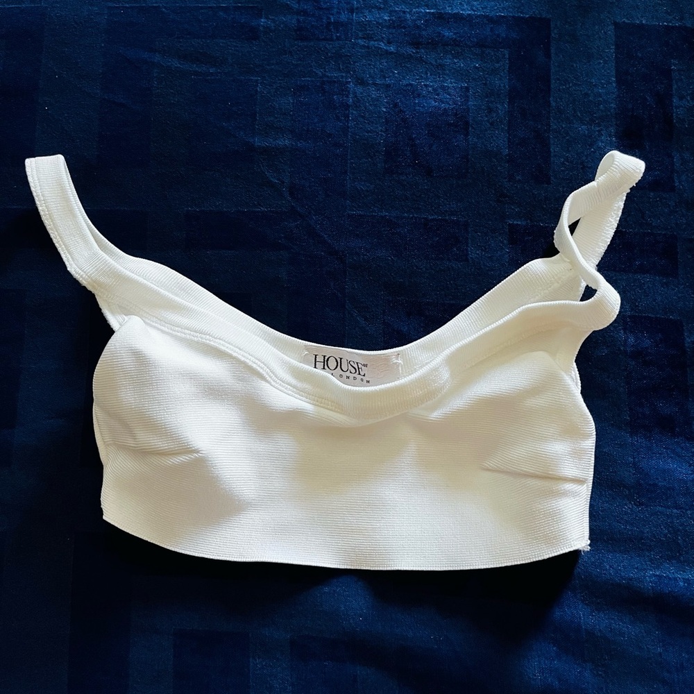 House of CB White Ribbed Top